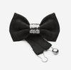 designer jaquard silk black bowtie with silver ceramic knot 