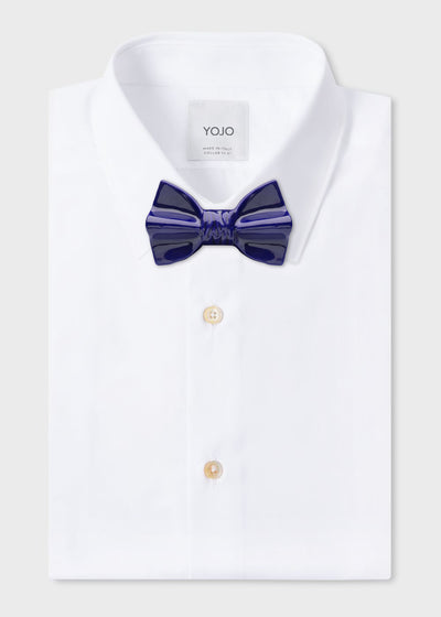 ceramic bow tie blue on YOJO collar shirt