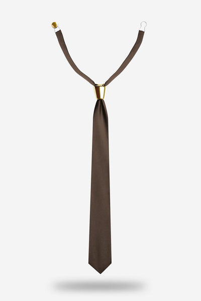 luxury modular brown silk tie with gold ceramic knot by YOJO