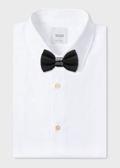 silk bow tie with ceramic knot all black | YOJO