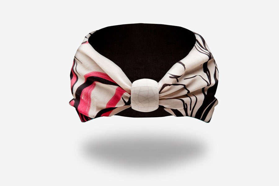 designer floreal headband with crack textured ceramic knot by YOJO
