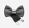 party wear silk bow tie with ceramic knot in silver | YOJO