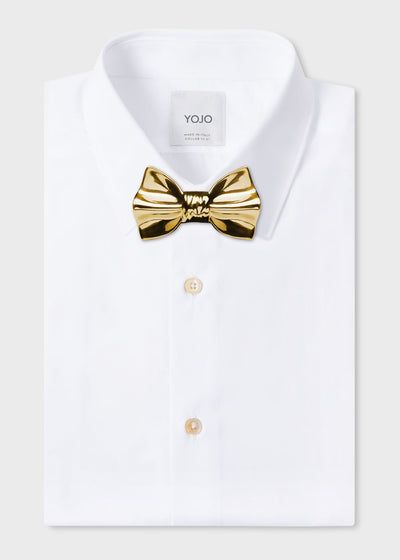 ceramic bow tie gold on YOJO white shirt